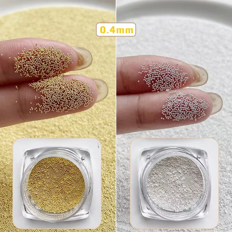 Nail Art Rose Gold - Бусины-кавайры для ногтей 0.4/0.6/0.8/1 мм, серебро,