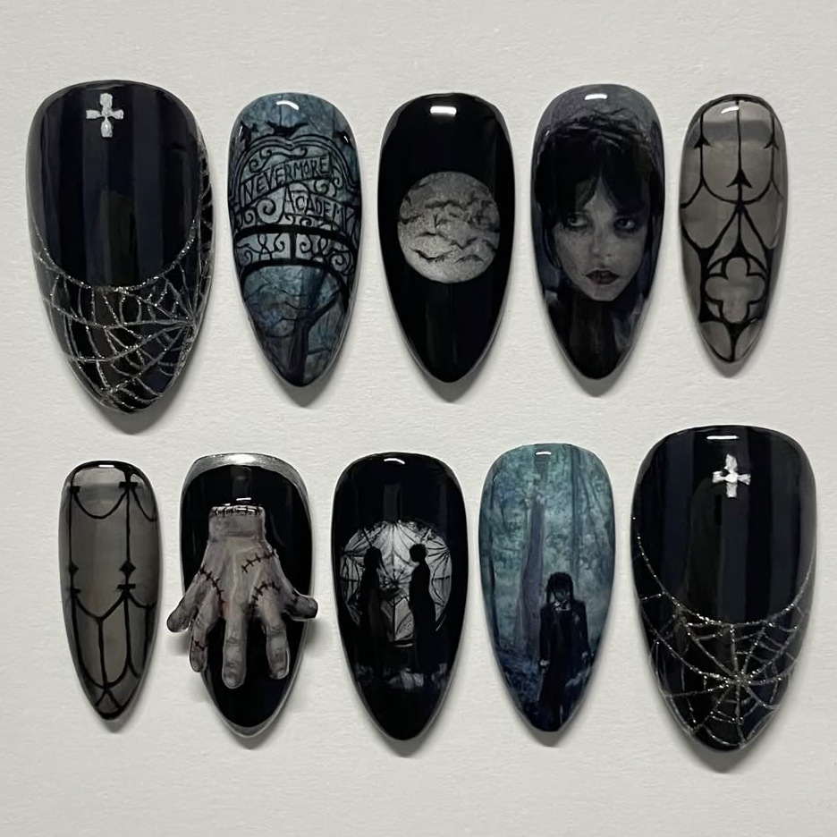 Nail Art Gothic - 24 шт. темно-готические панк-накладные ногти в