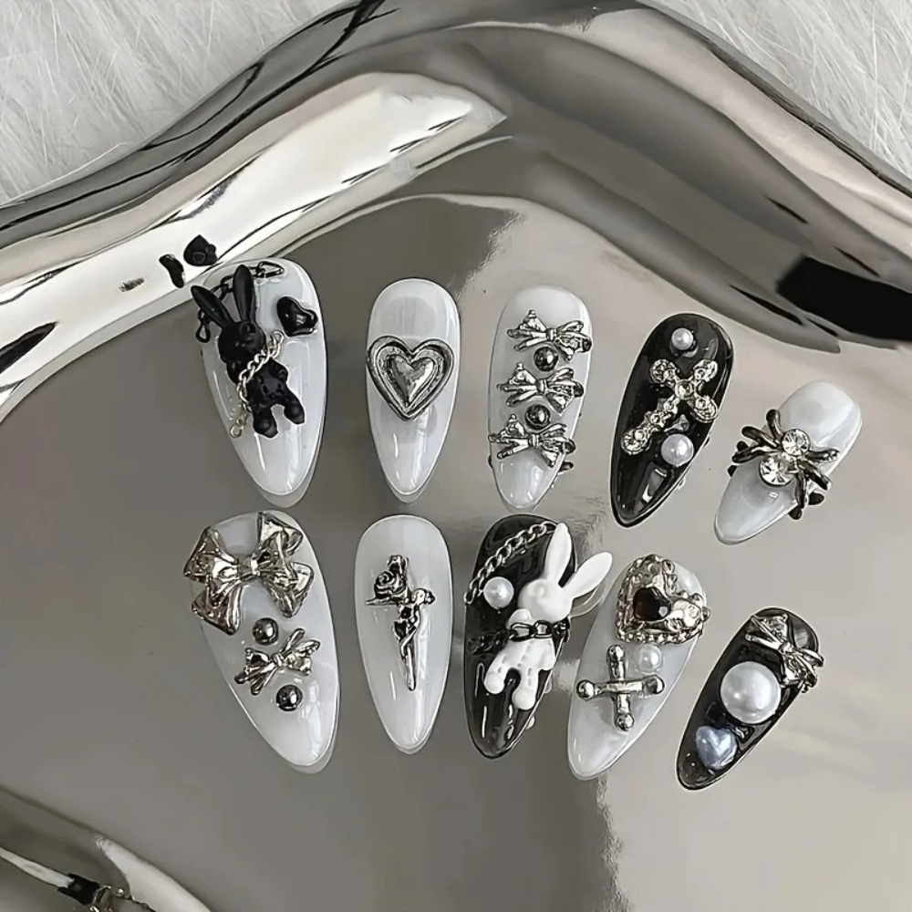 Nail Art Gothic - НОВИНКА: 10 шт. персонализированных черно-белых наклеек