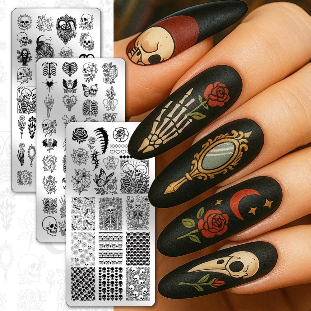 Набор из 3 трафаретов для стем – обзор и цена Nail Art Gothic