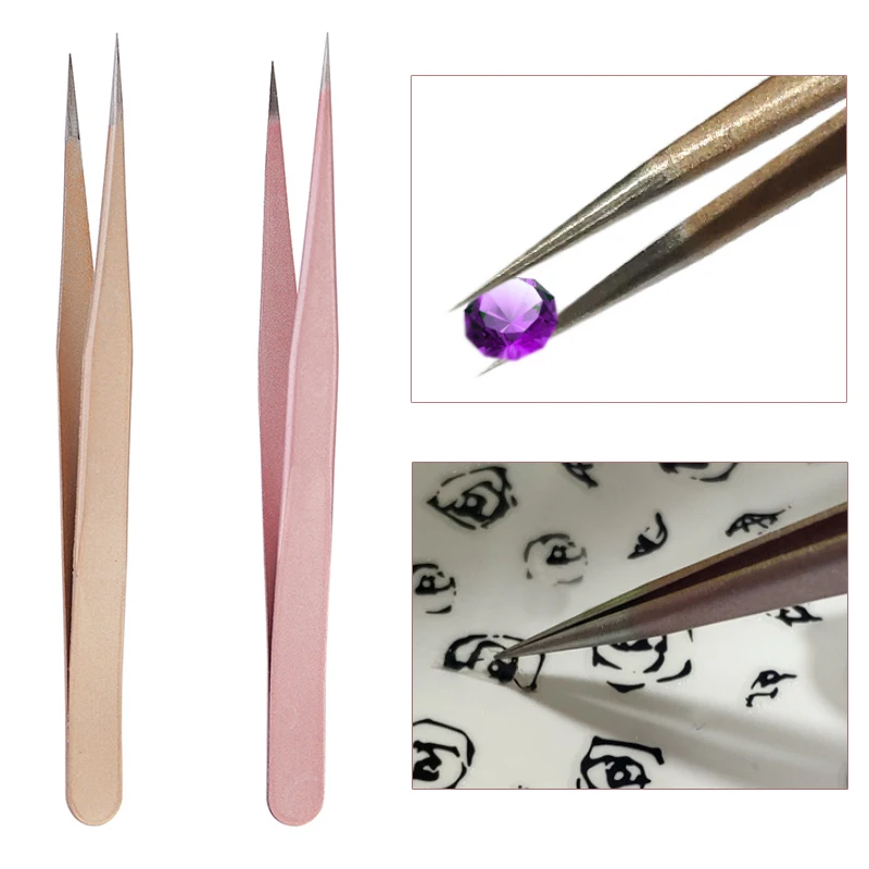 1 шт. прямой пинцет цвета шамп – обзор и цена Nail Art Rose Gold