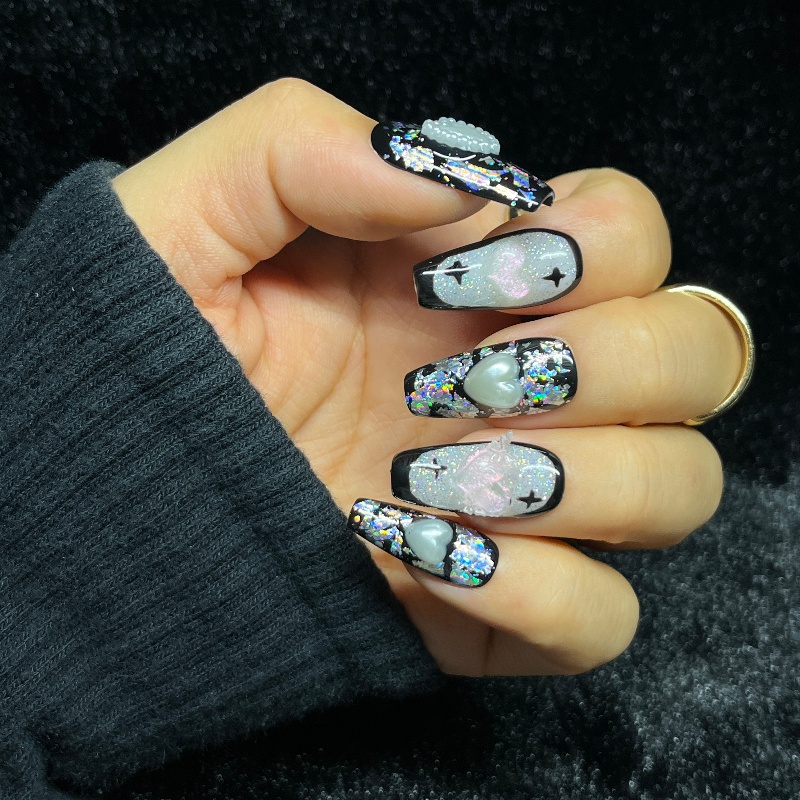 10 шт., готический черный прес – обзор и цена Nail Art Gothic