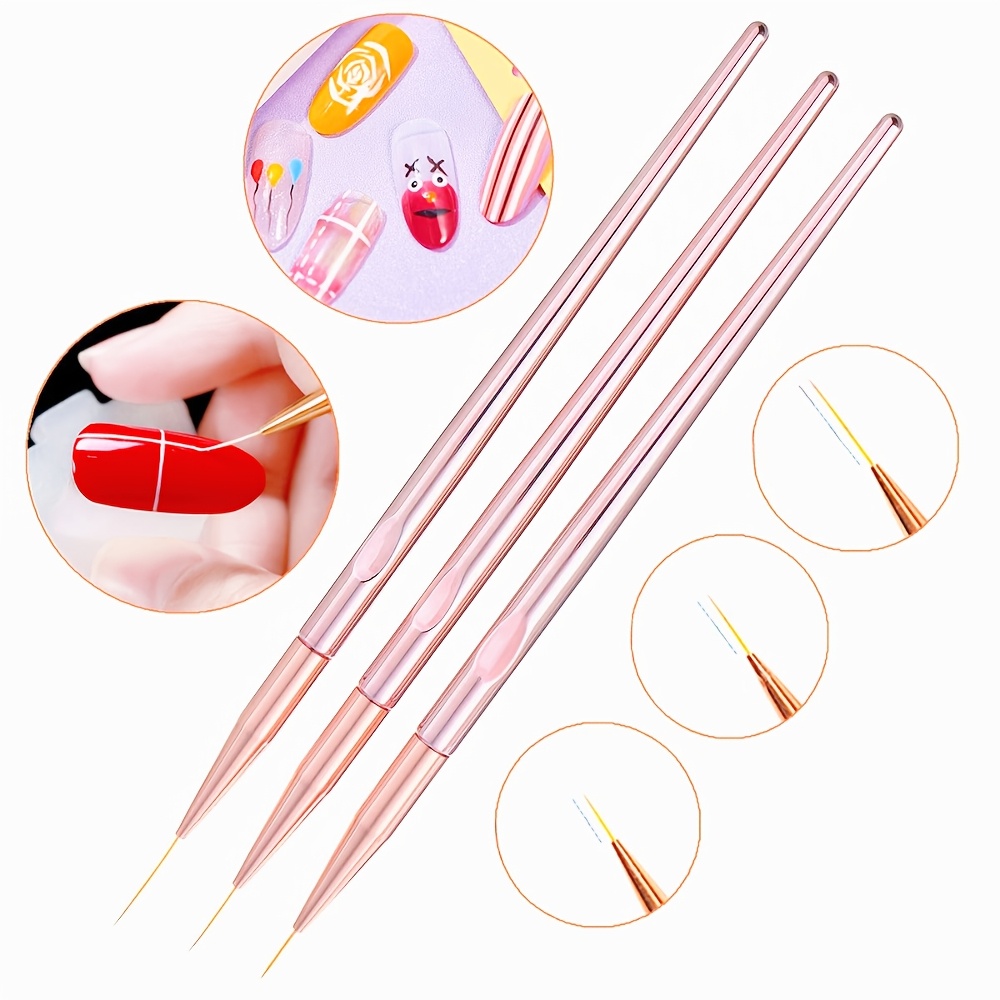 Набор из 3 кистей для дизайна  – обзор и цена Nail Art Rose Gold